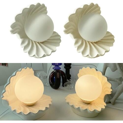 Decorative Nightlight Ceramics Shell Glass Pearl Night Light Desktop Nightstand Bedside Decorative Lamp Ornament