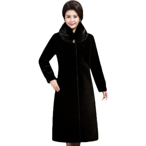 Long Warm Faux Mink Fur Coat Winter Middle-aged Women Imitation Mink Jacket Female Faux Fur Jacket Loose Overcoat Plus Size 4XL
