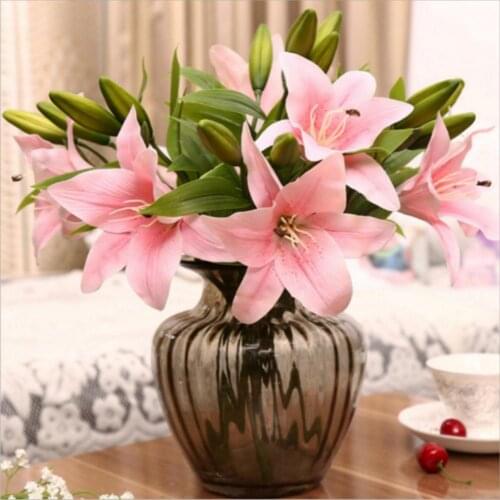 1Pc Artificial Lily Flower Fake Plant Home Office Cafe Wedding Party Decoration Festive & Party Supplies Artificial Decorations