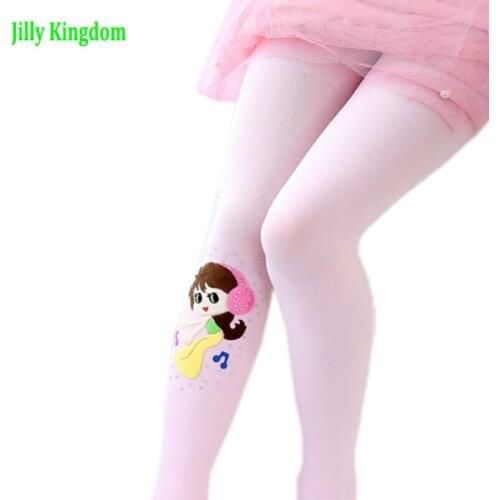 Jilly 2~16T Spring Autumn Girls Tights Cartoon Baby Pantyhose Fashion Knitted Cotton Cute kids Stocking Baby Pantyhose For Girl
