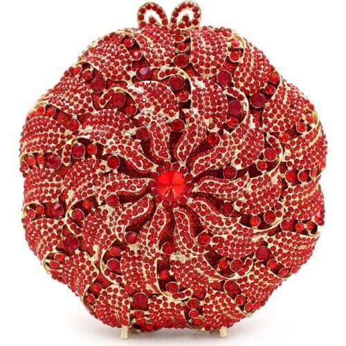 Red yellow Rhinestone Crystal Wedding Bridal clutch bag Purse Fashion Metal Party Dinner Chain Handbags Mini Prom clutches Bags