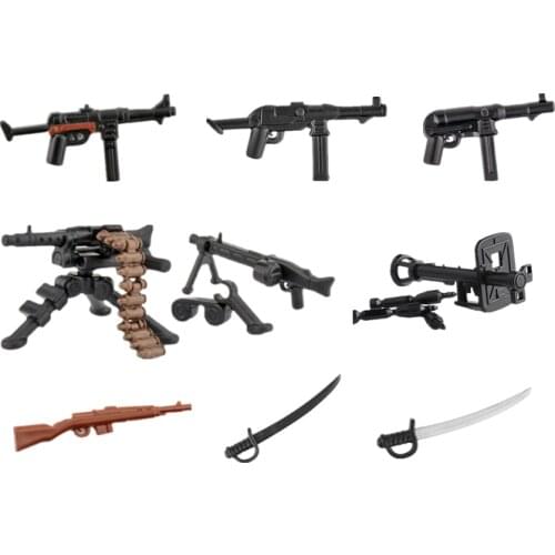 WWII German Military Weapon Building Blocks MP40 Guns Soldiers RP54 Rocket Launcher Knife MG34 Bricks Accessories Toys Kids C265