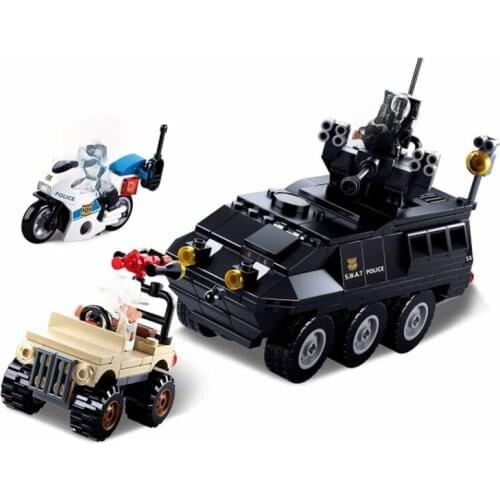 City Police Armored Patrol Vehicle Car MOTO Building Blocks SWAT Team Model Kit MOC Bricks Figures Toys For Kids Gifts 324 pcs