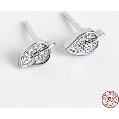 LKO 925 Sterling Silver Sparkling Zircon Tree Leaf Stud Earrings For Women New Pattern Ear Studs Korean Style Fine Jewelry