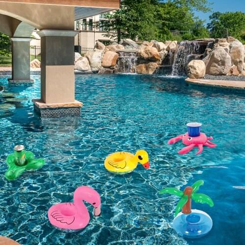 Mini Water Coasters Inflatable Cup Holder Unicorn Flamingo Drink Holder Swimming Pool Water Toys Summer Hawaiian Party Supplies