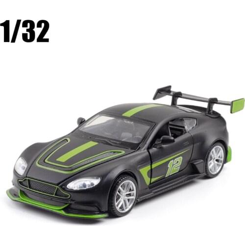 1:32 Scale Aston Martin GT3 Le Mans Metal Toy Car Diecast Model With Pull Back Function Music Light Openable Door Kids Present