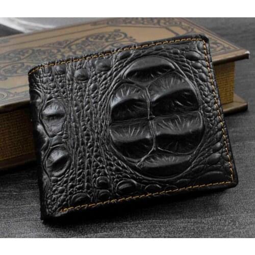 Mens Crocodile Skin Style Genuine leather Wallet Purse Punk Rock
