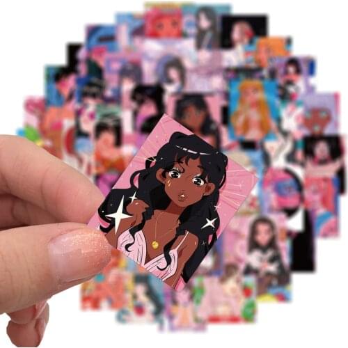 10/50Pcs Cartoons Beauty Girl Stickers For Suitcase Skateboard Laptop Luggage Fridge Phone Car Styling DIY Sticker