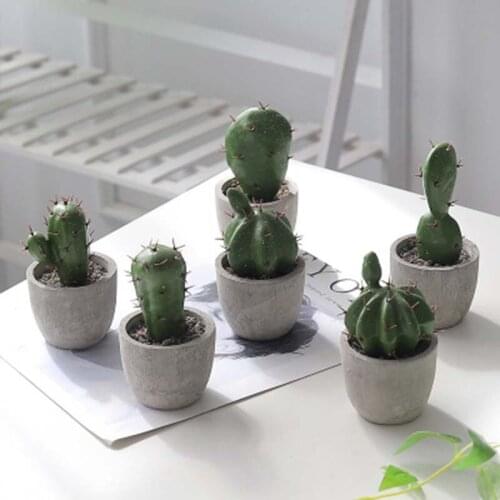 New Artificial Succulents Plants Cement Potted Cactus Bonsai Table Desktop Office Living Room Home Decorations Ornaments