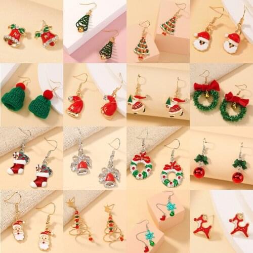 New Christmas Earrings Snowman Mistletoe Wreath Elk Reindeer Jewelry Drop Earrings Women Creative Party Accessories Girl Gifts