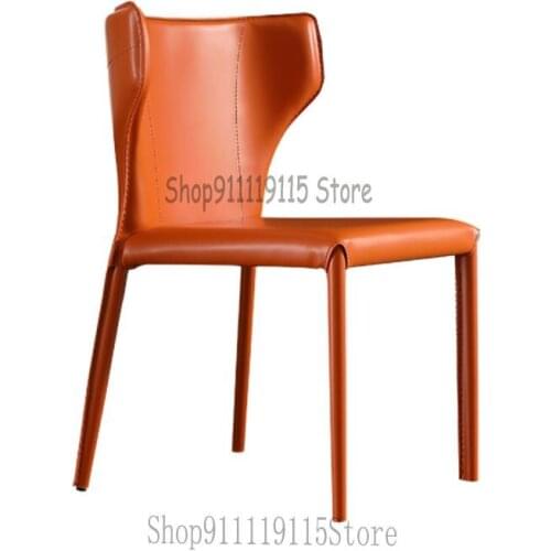 Dining Table Chair Household Modern Simple Study Back Chair Nordic Light Luxury Industrial Style Restaurant Stool Saddle Leather