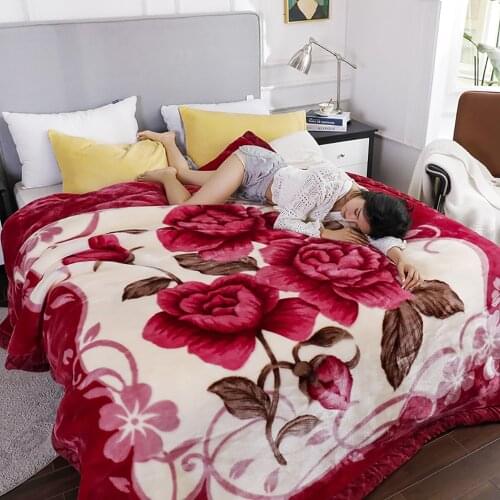 Red Rose Flower Wedding Blankets Soft Warm Double Winter Thick Blanket Bed Linings Flat Sheet Double Layer King Queen 200x230cm