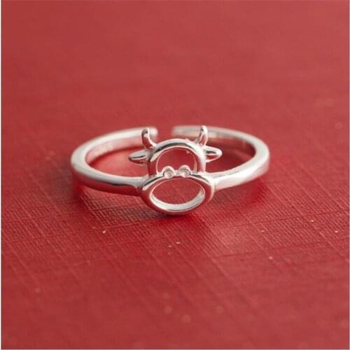 Simple And Sweet Cute Hollow Calf 925 Sterling Silver Jewelry Twelve Zodiac Ox Animal Cattle Popular Opening Rings R130