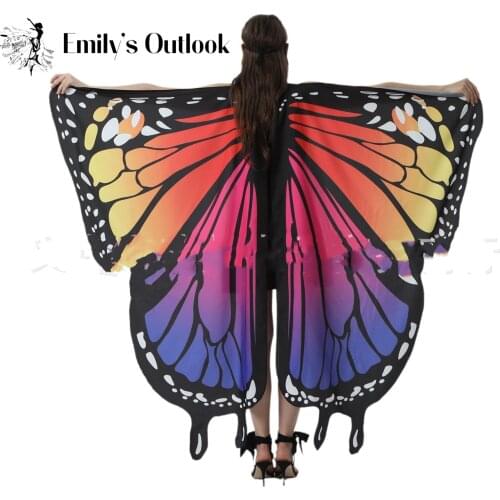Butterfly Wings for Women Butterfly Shawl Fairy Ladies Cape Nymph Pixie Cloak Costume Accessory BIg Size Colorful