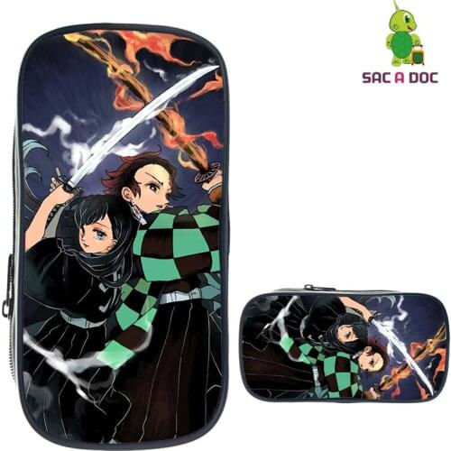 Mochila School Supplies for Kids Stationery Pencil Case 3D Printed Kimetsu No Yaiba Storage Pouch Cosmetic Cases Makeup Box Bags