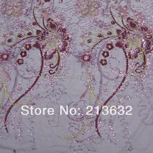 POz41 sewing machine quality polyester light embroidery factory direct sequins embroidery Sequin embroidered cloth wholesale