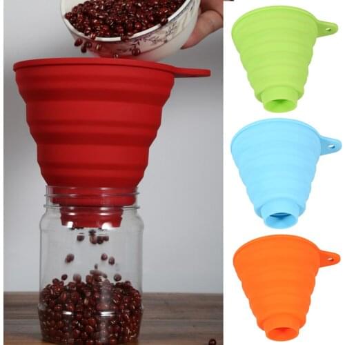 Wide Mouth Liquid Solids Transfer Collapsible Funnel For Jars Flexible Soft Silicone Food Grade Home Kitchen Tool Easy Clean