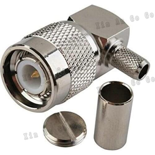 TNC male crimp RF connector TNC male Plug right angle Crimp for RG58 RG142 LMR195 coaxial cable fast ship