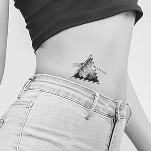 VANKIRS Black Temporary Tattoo Math Refraction Lion Stickers Geometric Triangle Women Arm Waist Fake Tatoos Men Waterproof Tatoo