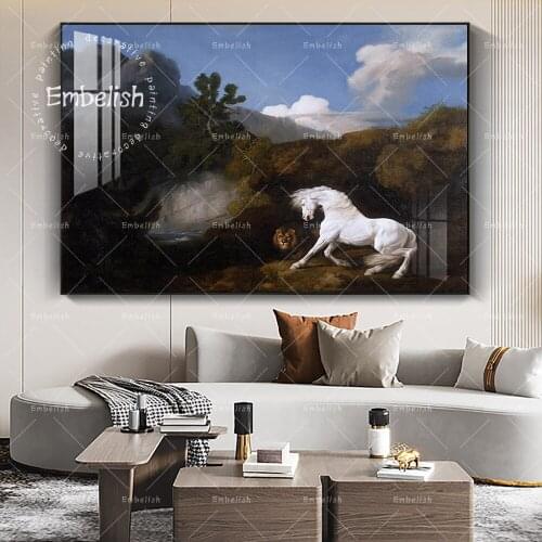 1 Pieces Vintage Wine Horse And Lion On Forest Wild Animals Wall Pictures Modern Home Decor HD Canvas Paining For Living Room