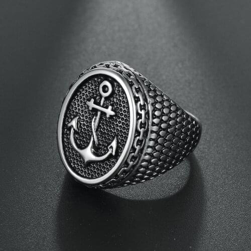 Stainless Steel Iron Knights Templar Cross Boat Anchor Wedding Ring Hiphop/Rock Party Vintage Finger Rings