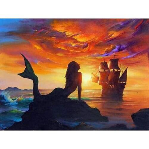 Diamond Embroidery Mermaid Cartoon Handmade Diamond Painting Needlework Mosaic Cross Stitch Home Decor