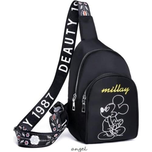Disney Woman Mickey Mouse New Embroidered Chest Bag Shoulder Crossbody Outdoor Leisure Sports Fashion Bag birthday gift