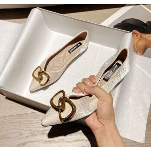 Spring and Autumn New Soft-soled Pointed Toe Flat Shoes Women All-match Peas Shoes Shallow Mouth Casual Womens Single Shoes