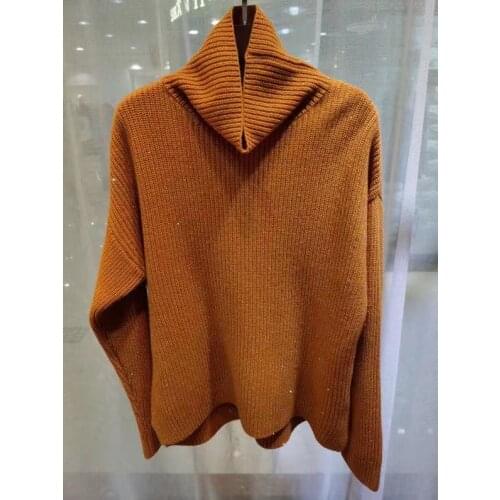 2021 Spring Sweaters Pullovers Women Tops Long Sleeve Turtleneck Sequins Knitted Tops Female Wool Sweater