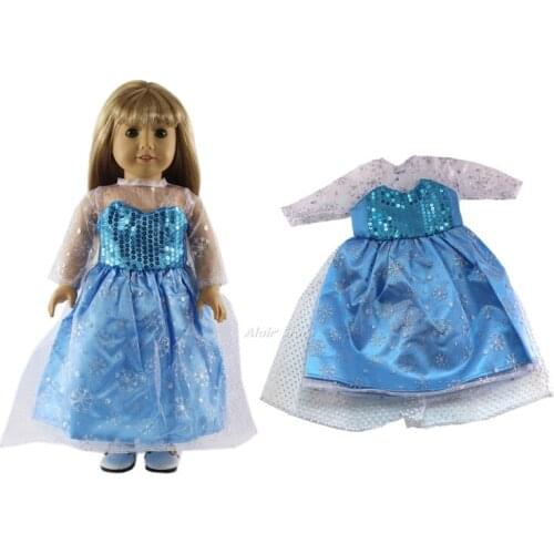 1 Set Blue Princess Dress Outfit Doll Clothes for 18 inch doll clothes A42