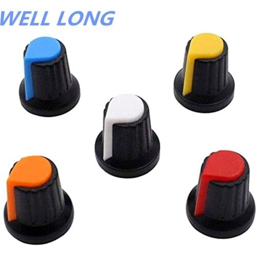 10Pcs 17x15mm Plastic Potentiometer Rotary Knob Red Yellow Blue White Orange,for 6mm Diameter Shaft Guitar Volume Knob