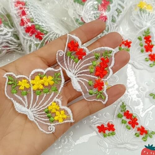 10Piece Organza Embroidery Butterfly DIY Accessories Brooch Costume Materials Dress Clothes Hole Patch Home Decoration Handmade