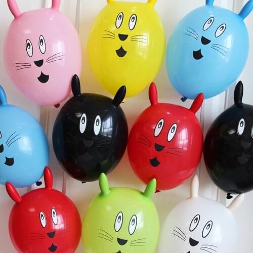 12inch Multicolor Latex Balloons Animal Rabbit Head Printed Ballons Cartoon Helium Ball Decoration Happy Birthday Party Supplies
