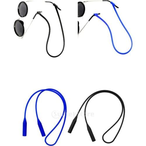 2pcs Anti-slip Silicone Sports Glasses Strap Eyeglasses Holder Neck Cord String Eyewear Retainer String (Black + Navy)