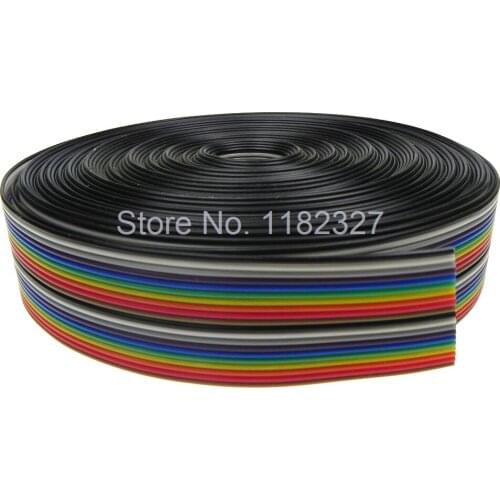 5 meters/lot) Flat Ribbon Cable UL2651 105C AWG28 20Pin 1.27mm pitch 5000mm long Rainbow Colors