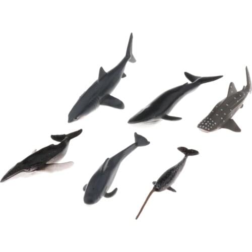 6 Piece Plastic Lifelike Sea Animals Figures Simulation Mini Whale Figurines Models Bulk for Kids Early Learning