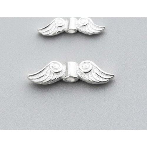925 Sterling Silver Angel Wing Spacer Beads 14mm 18mm Length Decoration Charms Beads Fit Fine Jewelry Making DIY Valentine Gift