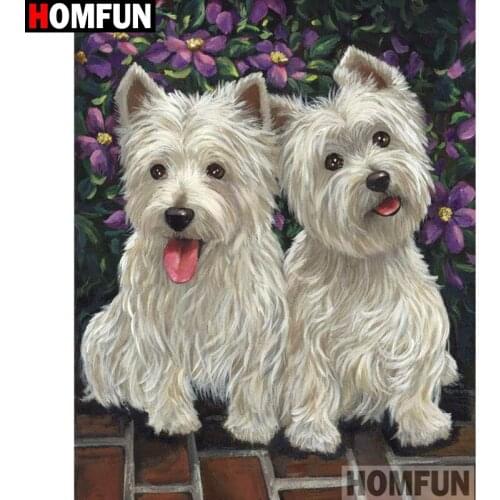 HOMFUN Full Square/Round Drill 5D DIY Diamond Painting " Animal flower dog" 3D Diamond Embroidery Cross Stitch Home Decor A19556