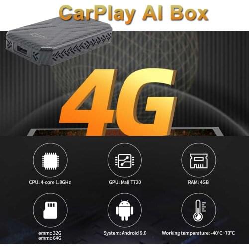 E-tron TT 4+64G Car media TV Box Carplayer Android 9.0 plug&play Box For Apple Carplay Tv Ai Box Auto Wireless Mirrorlink Video