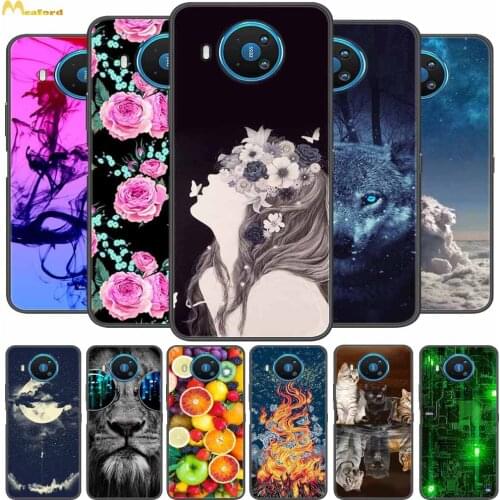 For Nokia X20 5G Case Flowers Girl Silicone Soft Phone Cover for Nokia X10 X20 Back Cases NokiaX20 X 20 Coque Black TPU Bumper