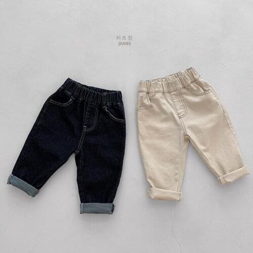 2021 Korea style girls boys denim pants autumn fashion kids long pants 1-7 years