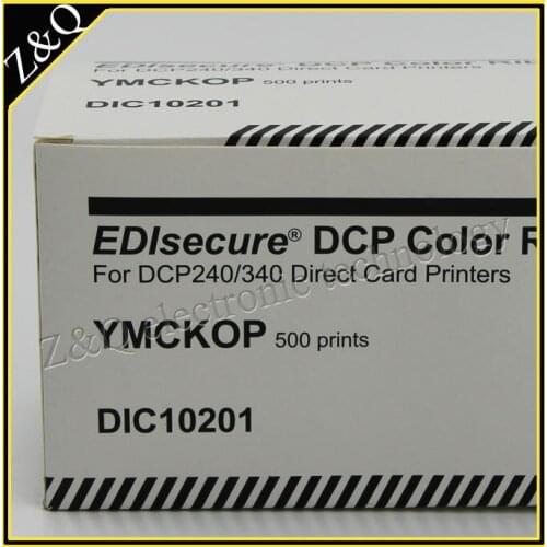 EDIsecure DIC10201 YMCKOP color ribbon for DCP24+ and DCP340+ printers