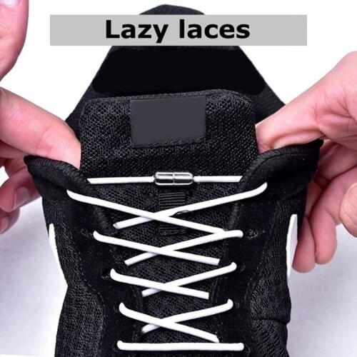 Elastic Locking Shoelaces Round No Tie Shoe Laces Kids Adult Sneakers Shoelaces Quick Lazy Shoe Lace Shoestrings 25 colors