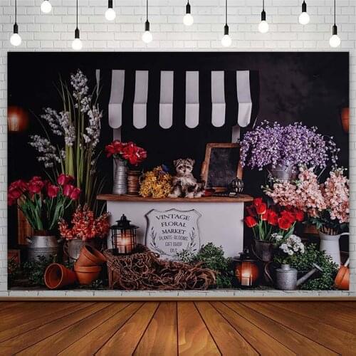 Floral Market Shop Backdrop Girl Baby Shower Birthday Decor Rose Gypsophila Photography Background Photo Studio Photozone Props