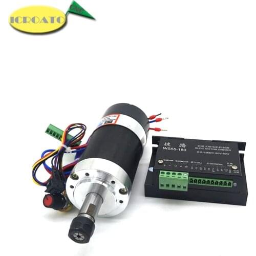 ICROATO DIY Engraving Machine WS55-180 Brushless Spindle with mach3 Speed Control Driver DC 400W ER11 PCB For Milling Drilling