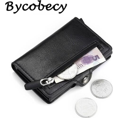 Bycobecy 2021 New Cion Purse PU Leather Short Card Holder Wallet RFID Blocking Money Bag Safety Hasp Slim Wallet RFID Card Case