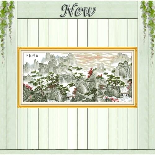 Great achievement Mountain River scenery painting Counted print on canvas 14CT 11CT Cross Stitch Needlework kits Embroidery Sets