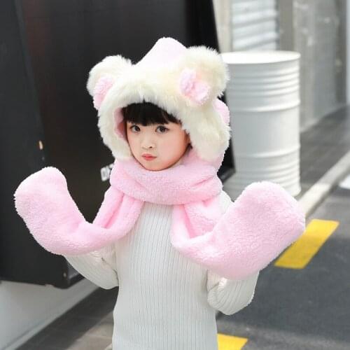 New arrival fashion sweet children hats winter warm cute comfortable fresh simple vintage hat gift scarf and gloves
