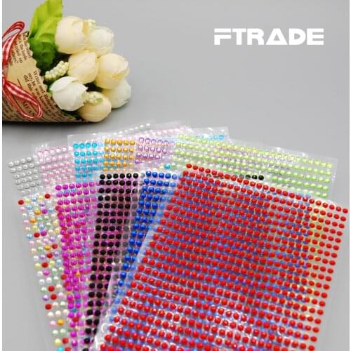 Wholesale fashion Sticker 3mm 750Pcs 10set/Lot DIY Decal Mobile/Pc Art Crystal Diamond Bling Rhinestone Self Adhesive Stickers