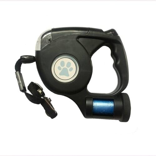 Practical Retractable Dog Leash Training Elongated Traction Rope With Trash Bag Automatic Telescopic Traction Rope Pet Supplies